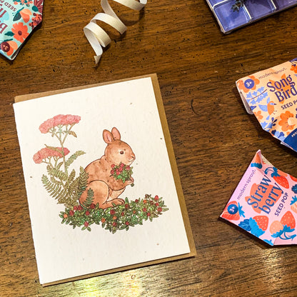 Plantable Greeting Card ~ Rabbit Gathering