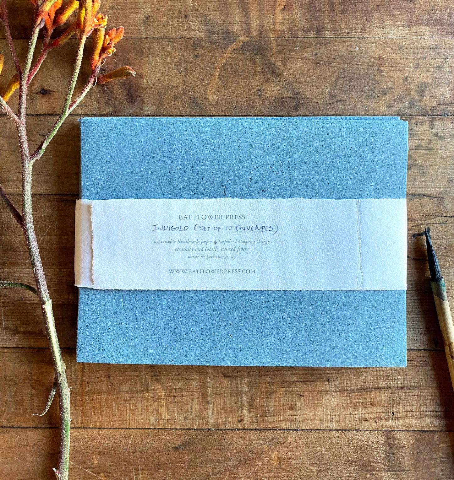 Handmade Envelopes & Notecard Set ~ Indigold