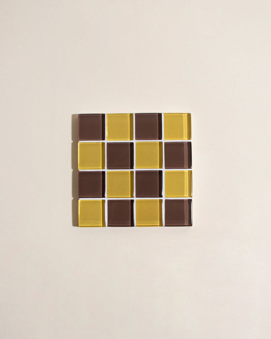 Glass Tile Coaster ~ Toffee & Almond Dark Chocolate