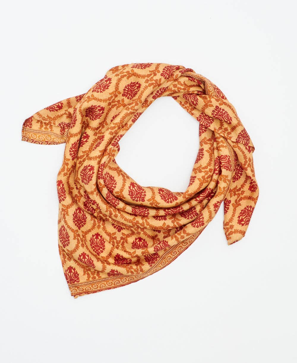 Vintage Silk Square Scarf ~ September Skies