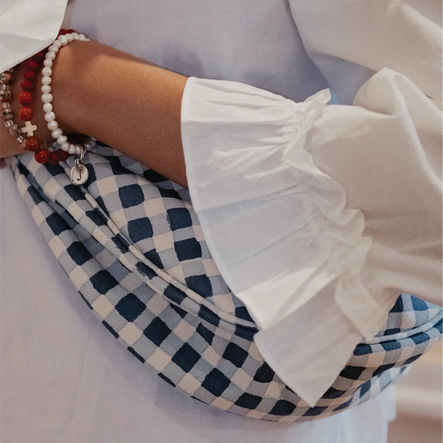 Moon Sling Bag ~ Indigo Gingham