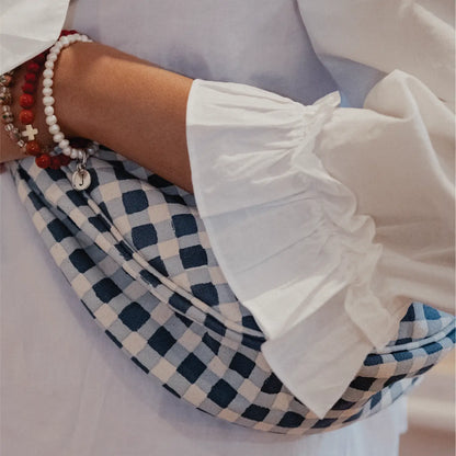 Moon Sling Bag ~ Indigo Gingham