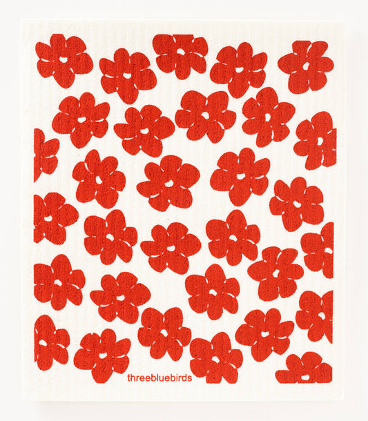 Swedish Dishcloth ~ Red Poppies