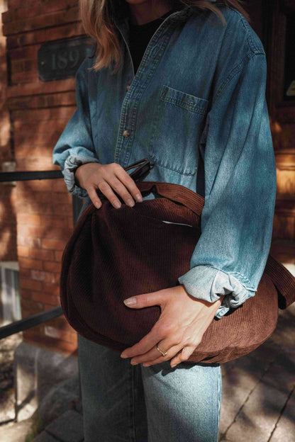 Crescent Corduroy Crossbody ~ Espresso