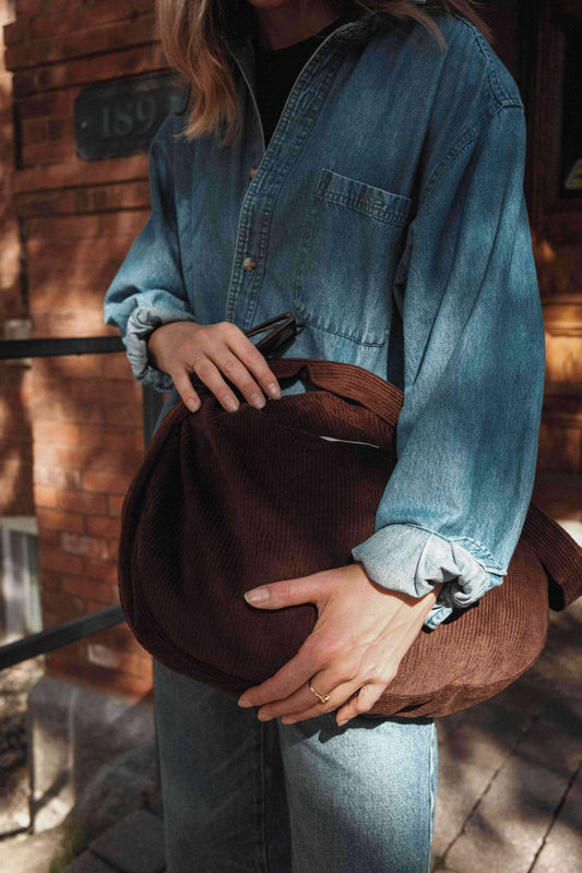Crescent Corduroy Crossbody ~ Espresso