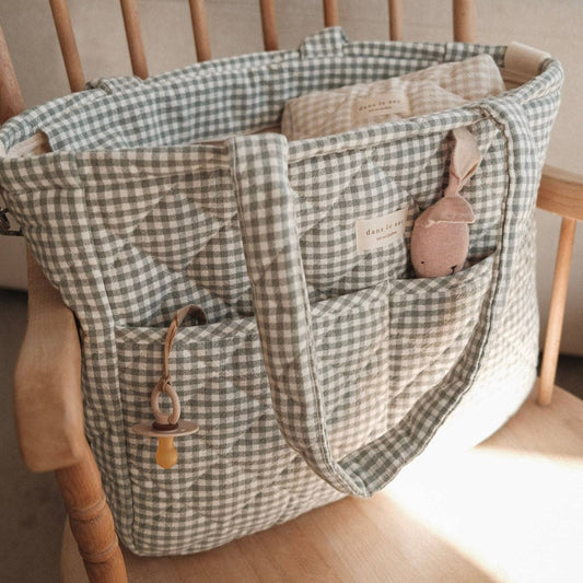 Quilted Diaper Bag ~ Sage Gingham