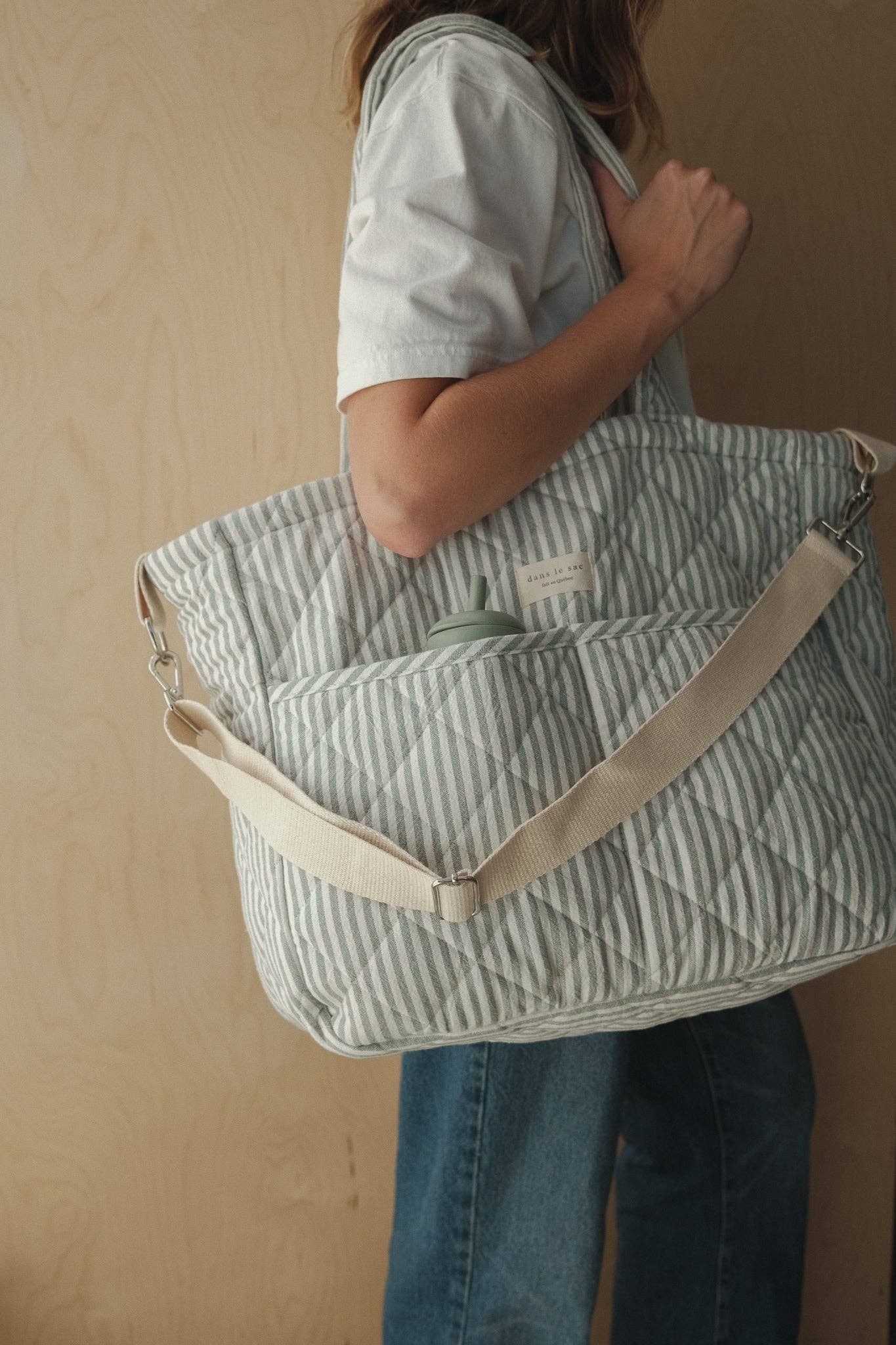 Diaper Bag ~ Sage Stripe
