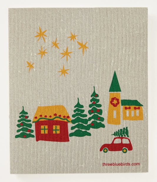 Swedish Dishcloth ~ Christmas Village