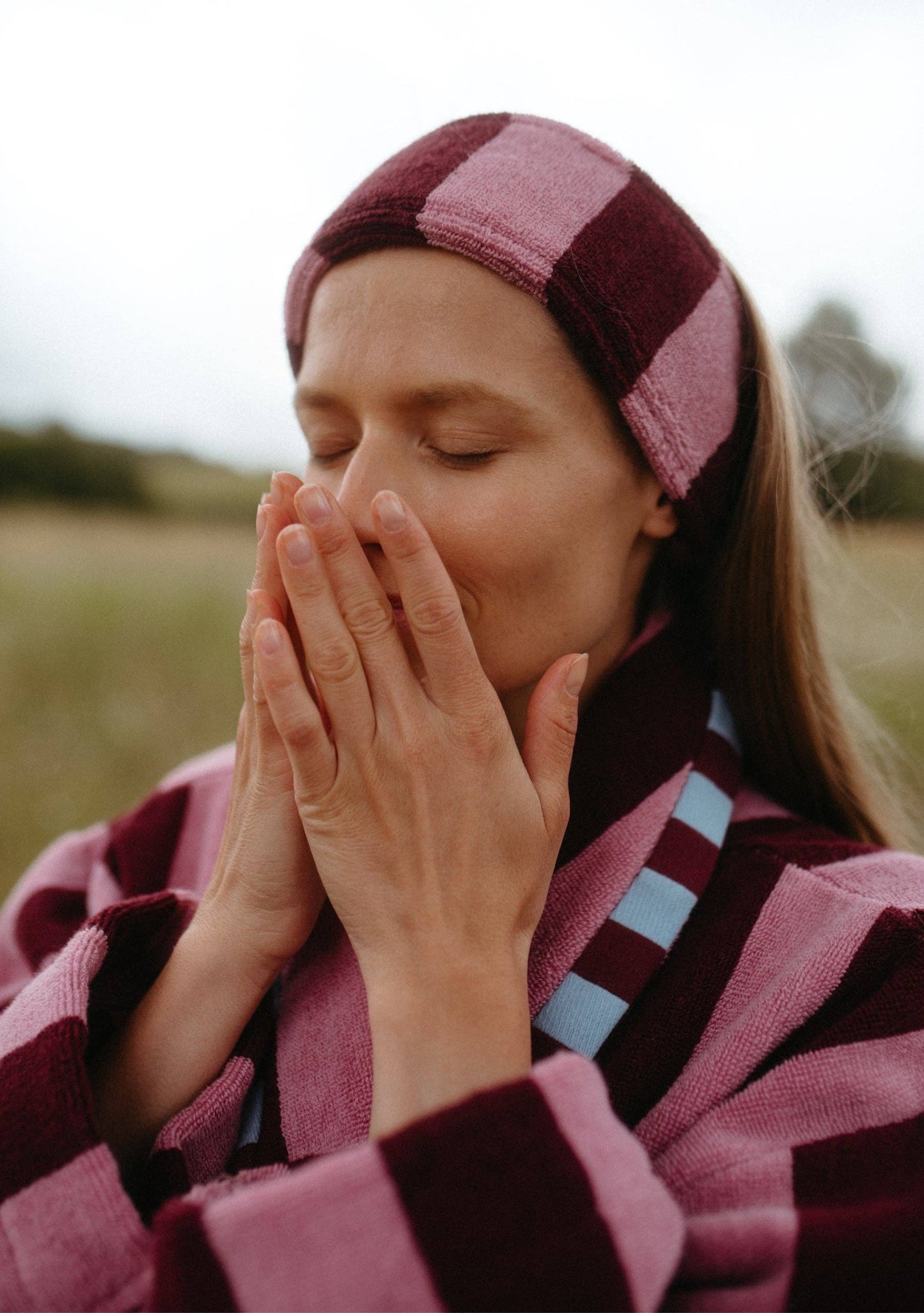 Terry Cotton Hair Tie ~ Burgundy Stripe