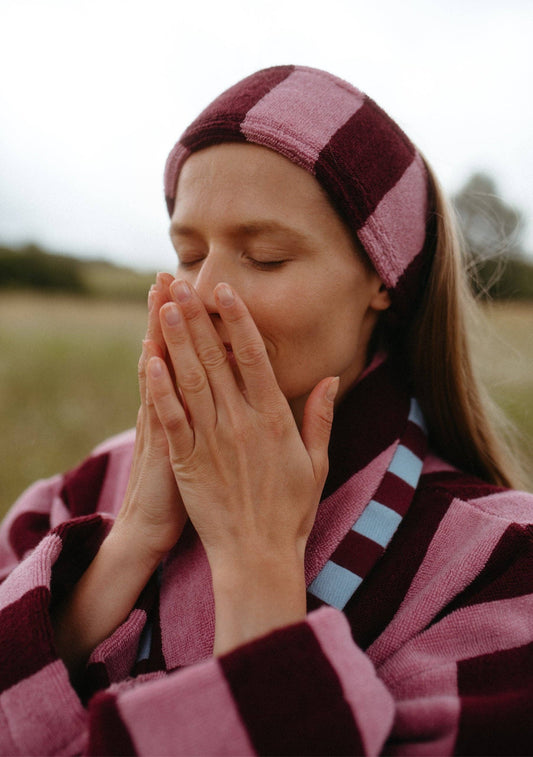 Terry Cotton Hair Tie ~ Burgundy Stripe
