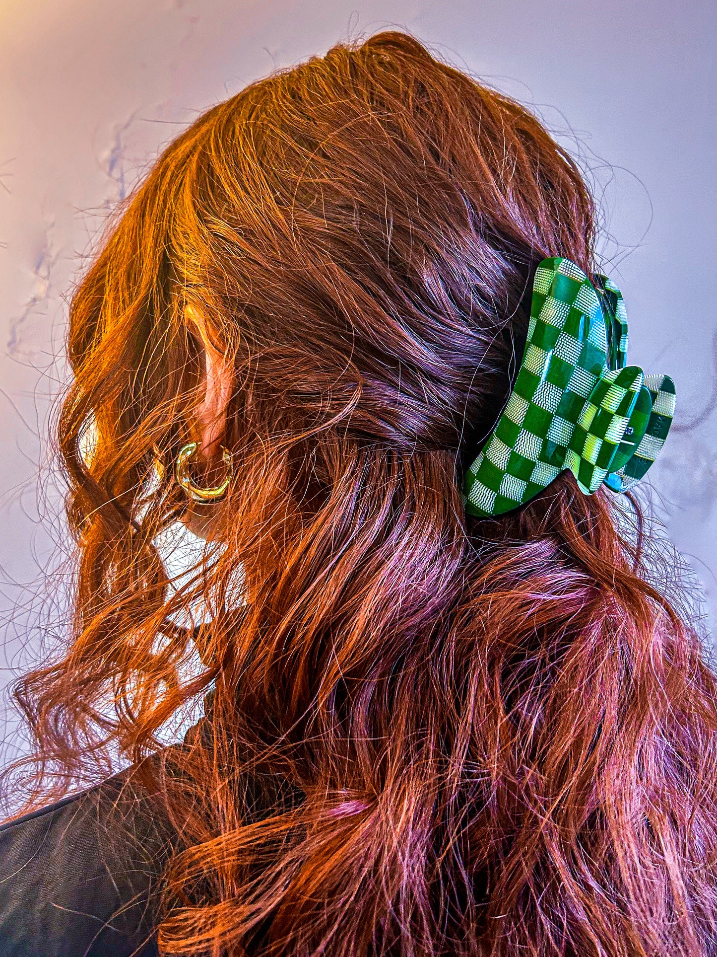 Hair Claw ~ Green Checker