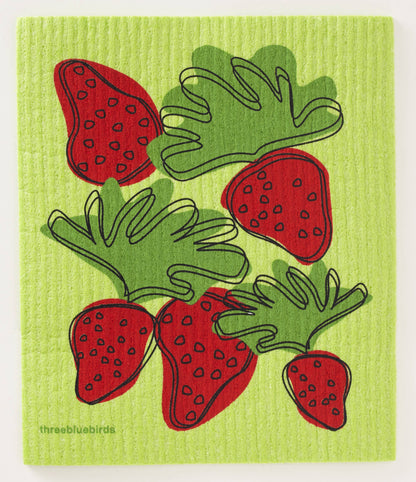Swedish Dishcloth ~ Strawberries on Green