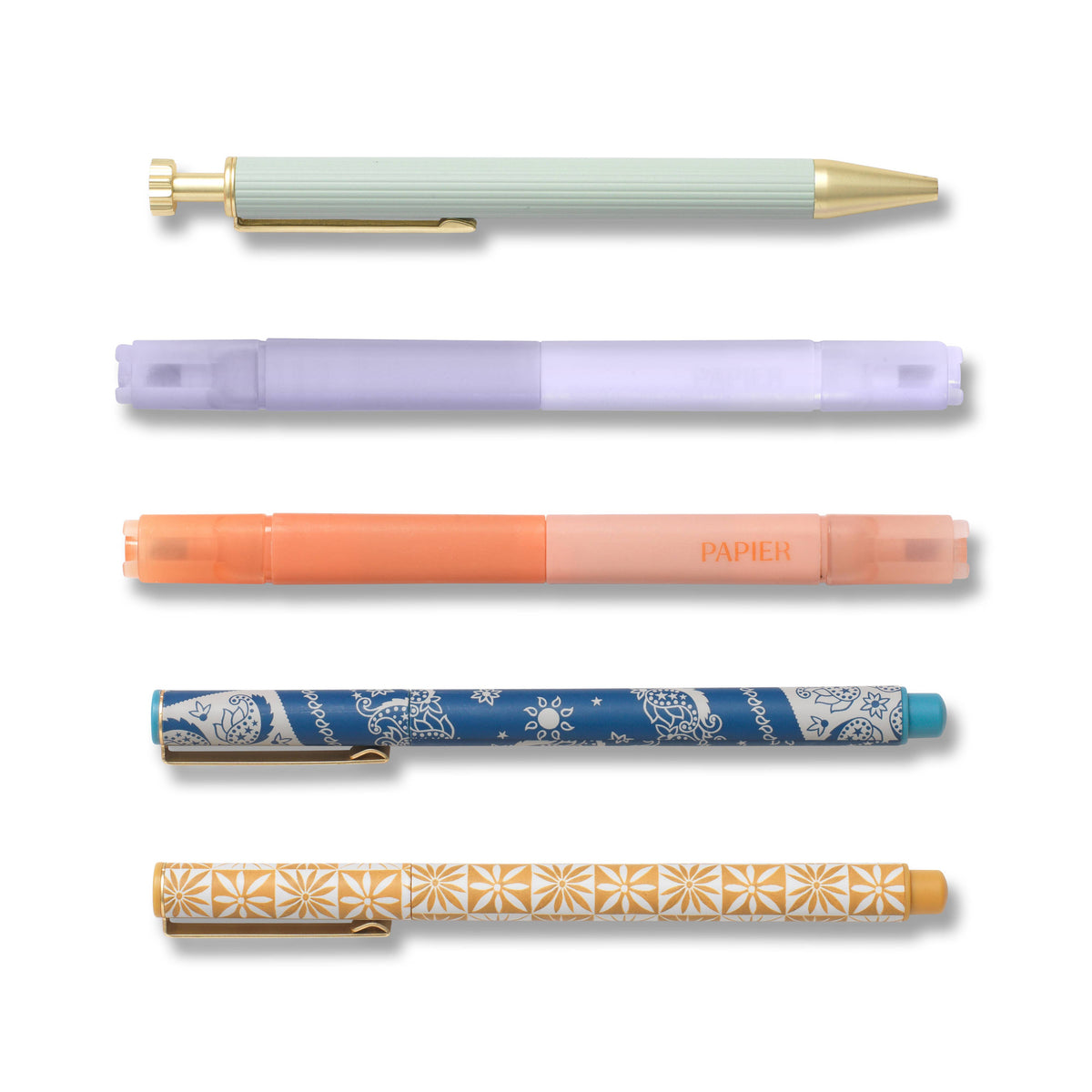 Mixed Pen & Highlighter Set of 5 ~ Solstice