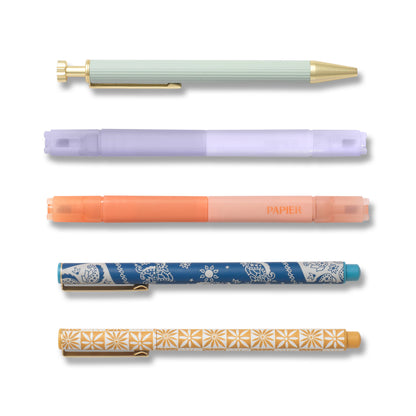 Mixed Pen & Highlighter Set of 5 ~ Solstice