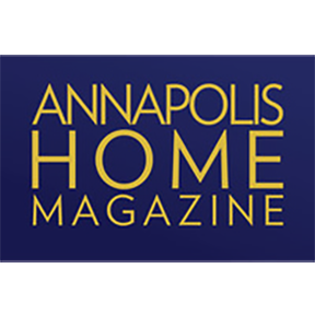 Annapolis Home Magazine Logo in Yellow text on a blue background.