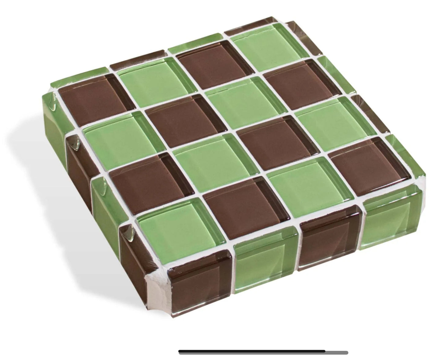 Glass Tile Cube ~ Dark Mint Chocolate