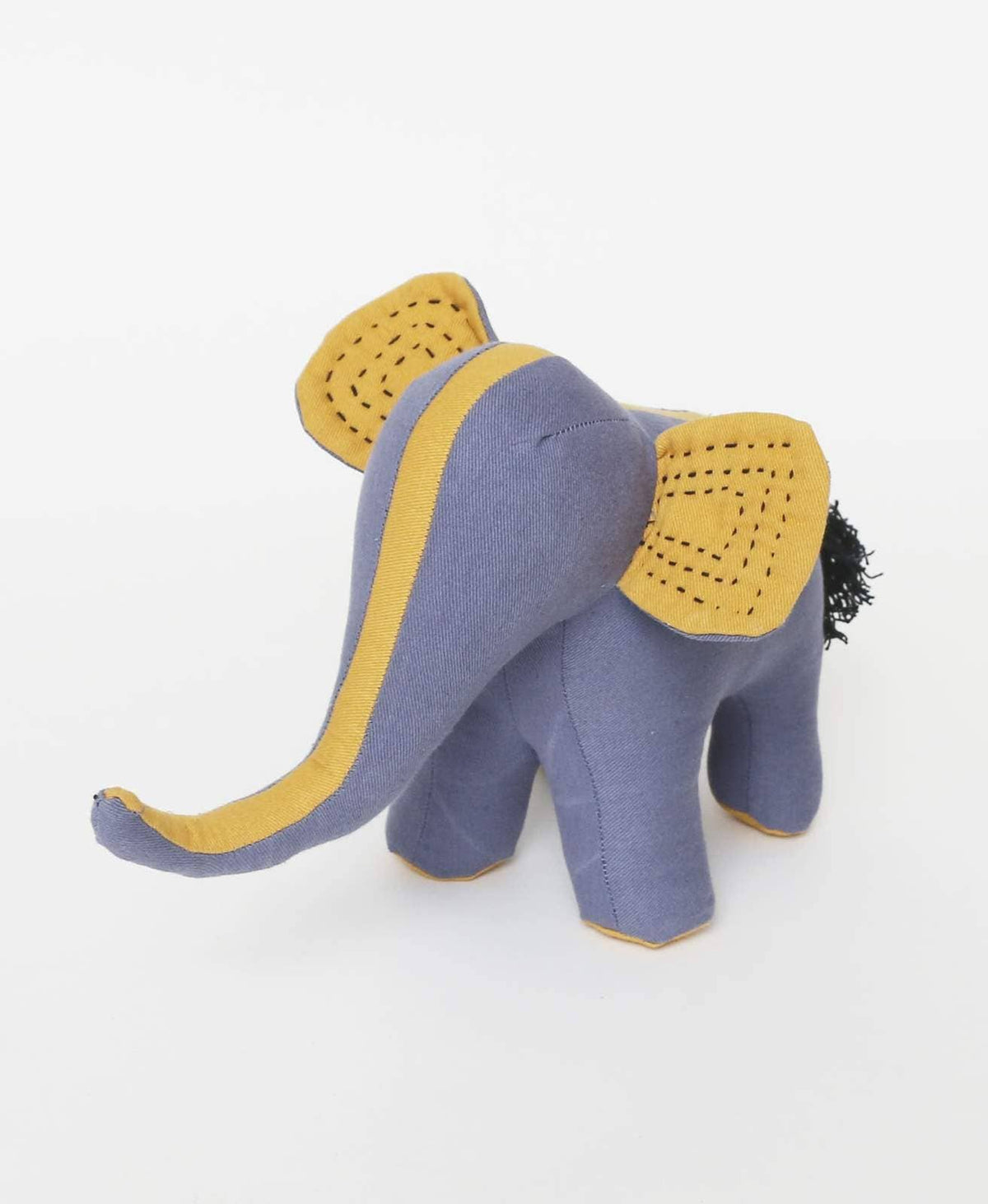 Kantha Handmade Stuffed Elephant ~ Blue Mustard