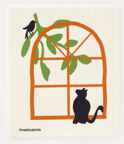 Swedish Dishcloth ~ Cat in Window