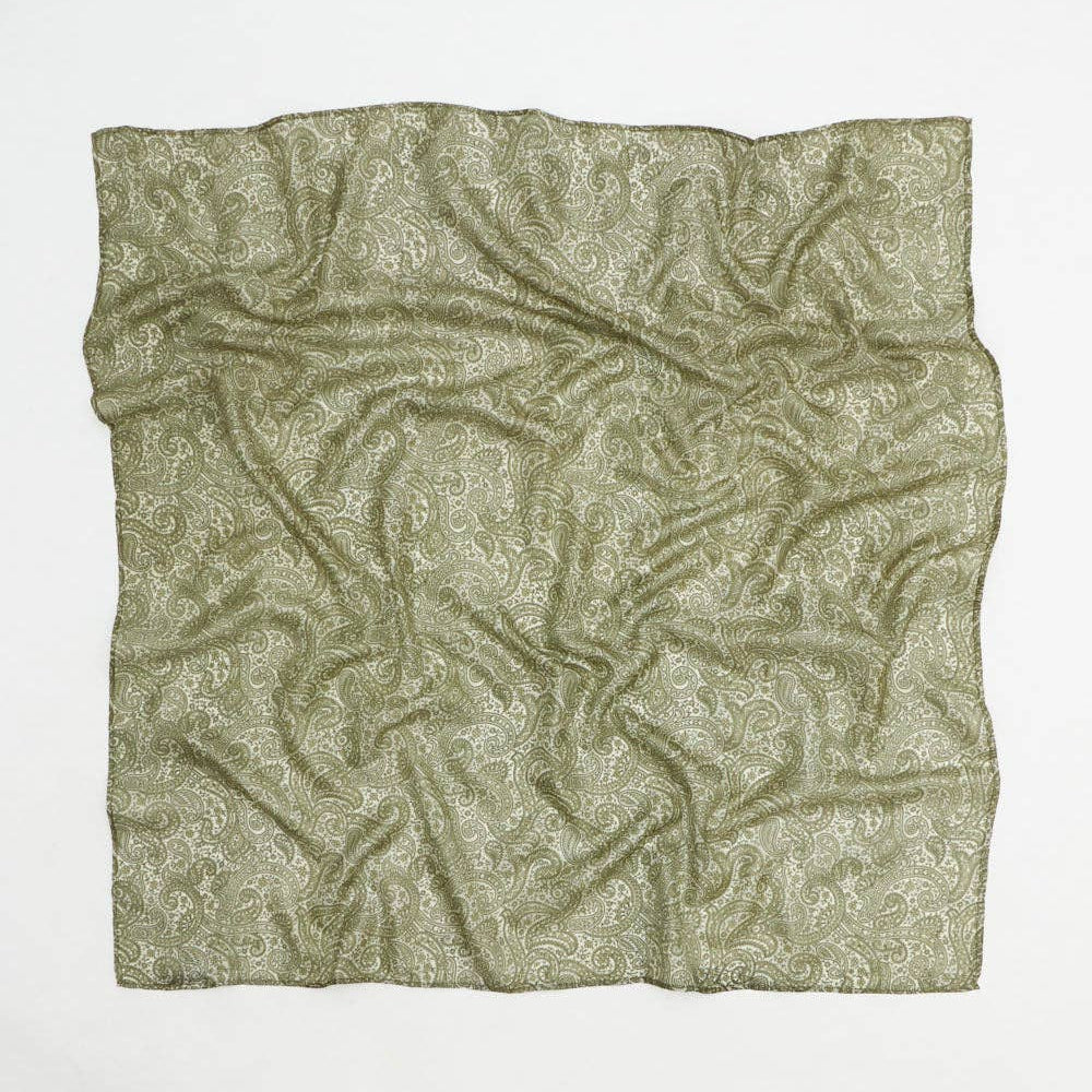 Vintage Silk Square ~ Light Sage