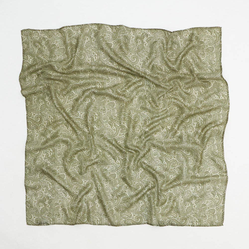 Vintage Silk Square ~ Mint Flower