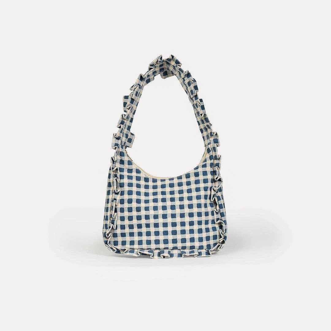 Momo Shoulder Bag ~ Indigo Gingham