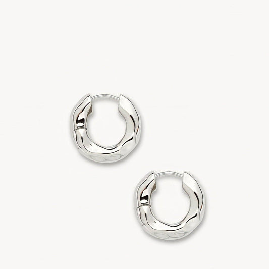 Wavy Chunky Hoops ~ Silver