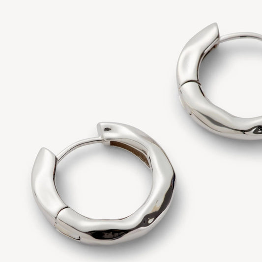 Petite Wavy Hoops ~ Silver