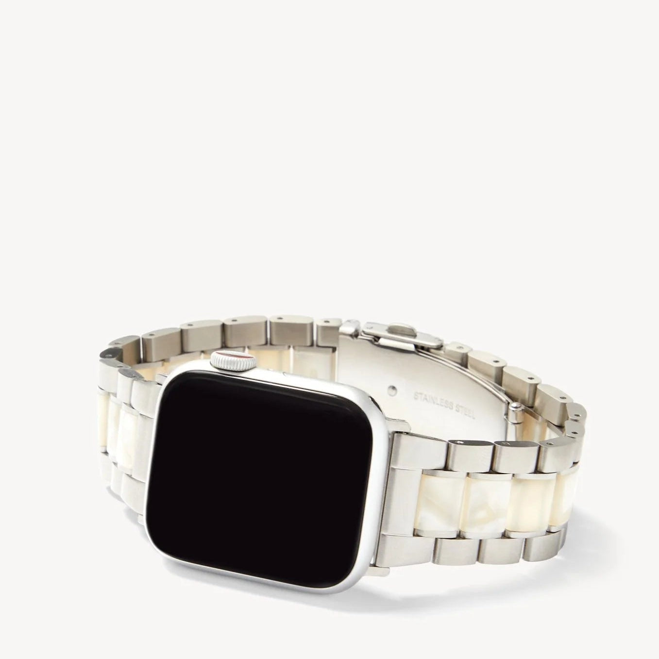 Boyfriend Apple Watch Band ~ Silver White Shell