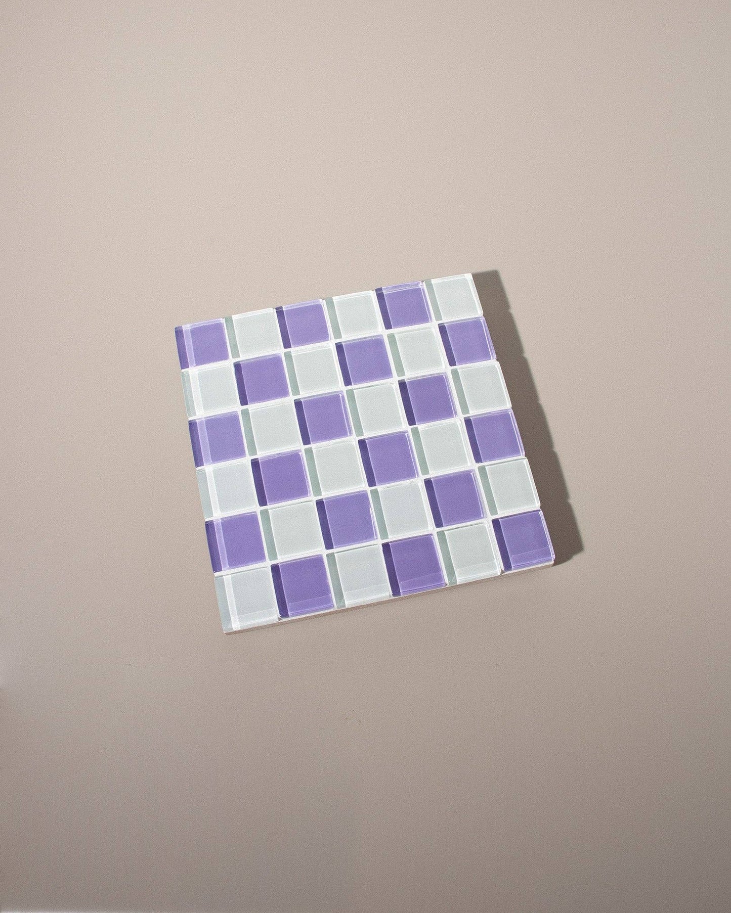Square Glass Tile Tray ~ Lavender Latte