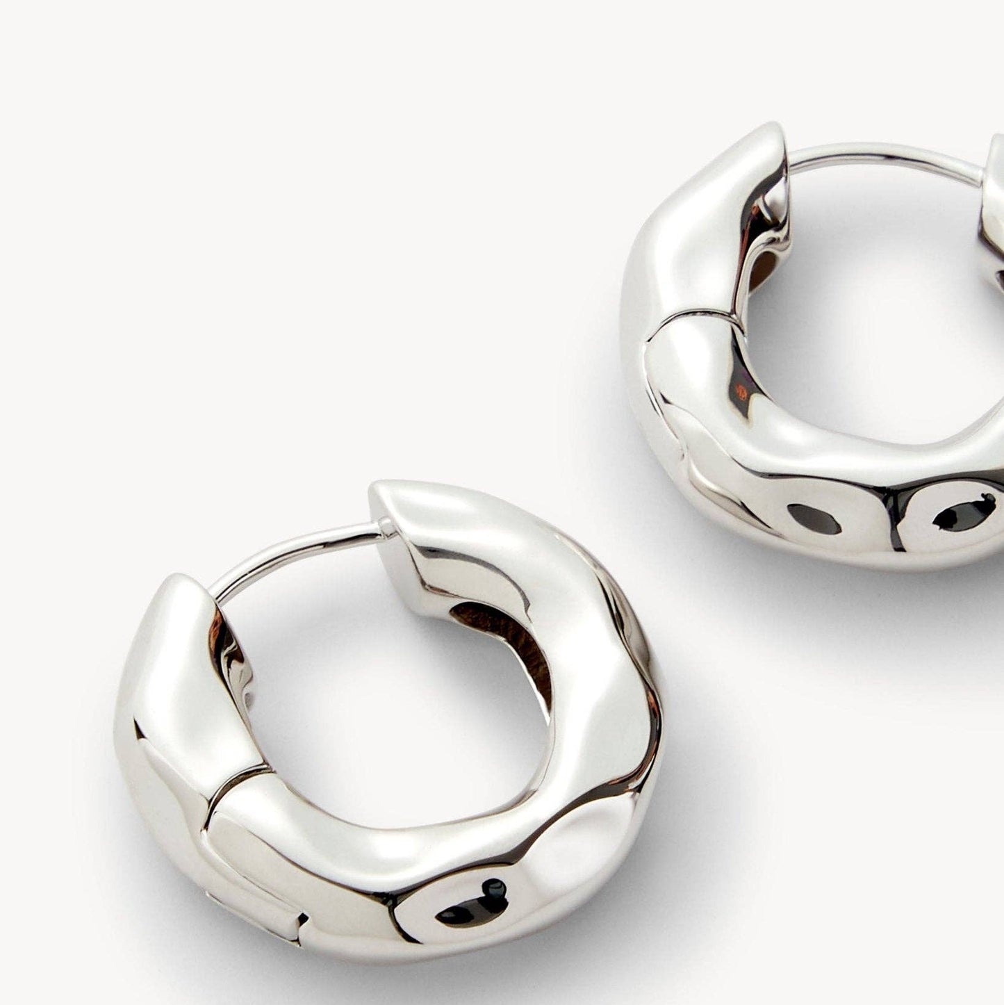 Wavy Chunky Hoops ~ Silver