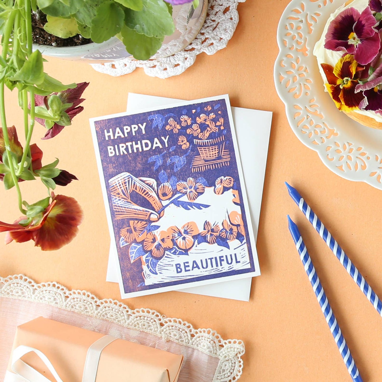 Happy Birthday Beautiful (Edible Flower Cake) Card
