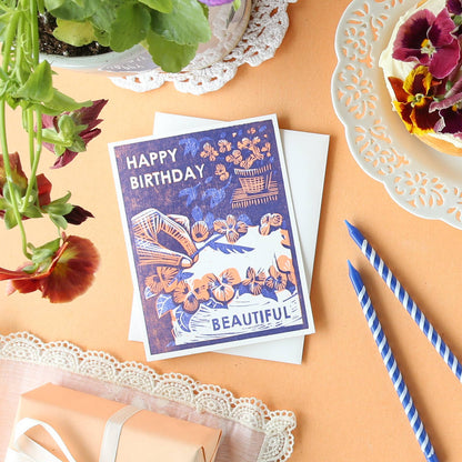 Happy Birthday Beautiful (Edible Flower Cake) Card