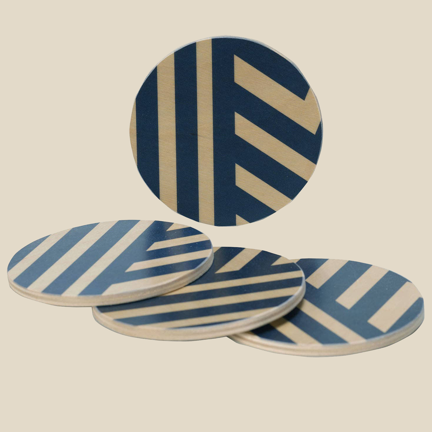Coasters (Set of 4) ~ Teal Stripe