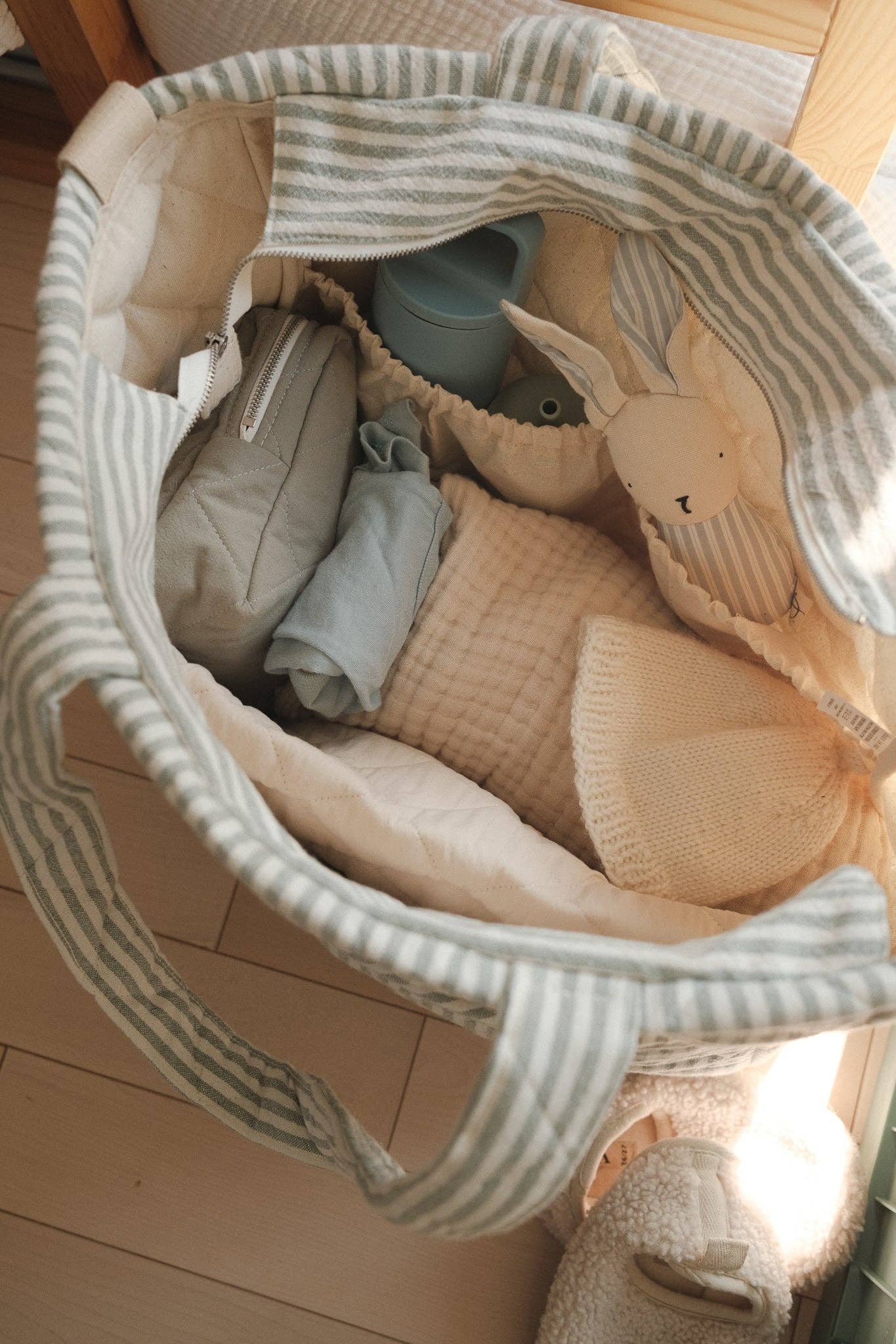 Diaper Bag ~ Sage Stripe