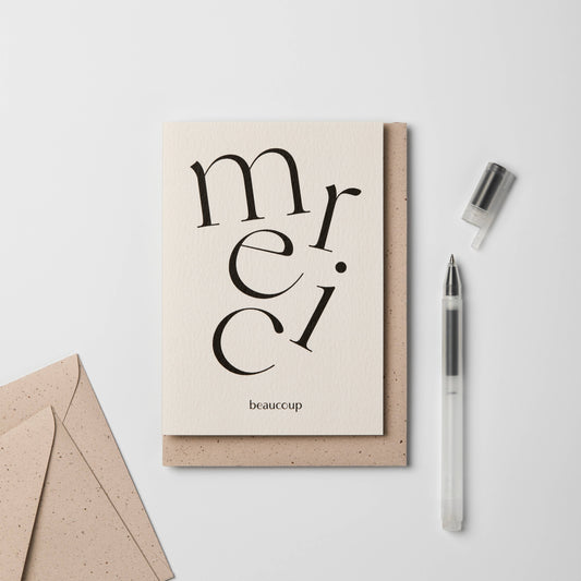Appreciation Greeting Card ~ Merci Beaucoup Serif-Type