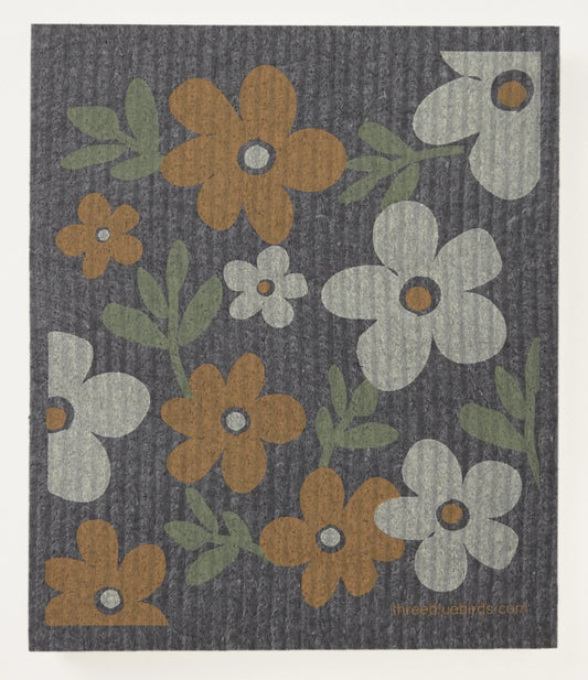 Swedish Dishcloth ~ Flower Patch Graphite