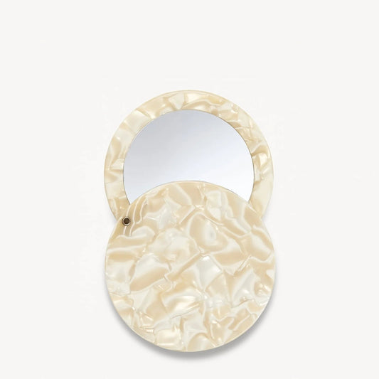 Compact Circle Mirror ~ Ivory