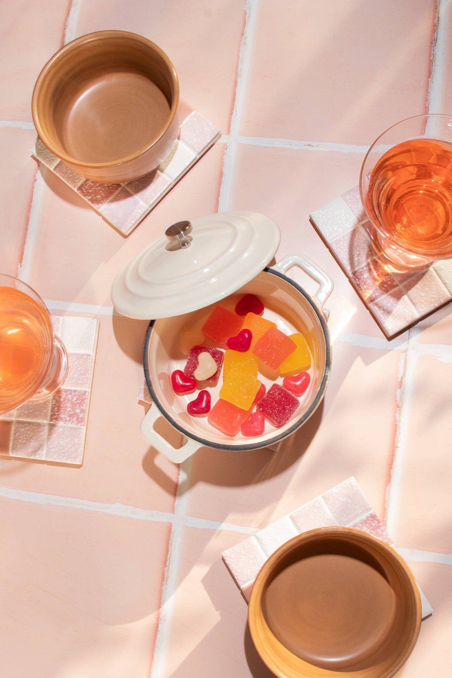 Ceramic Tile Coaster ~ Pink Snow