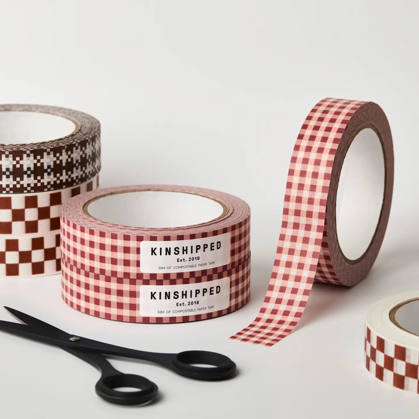 Compostable Paper Tape ~ Russet Gingham