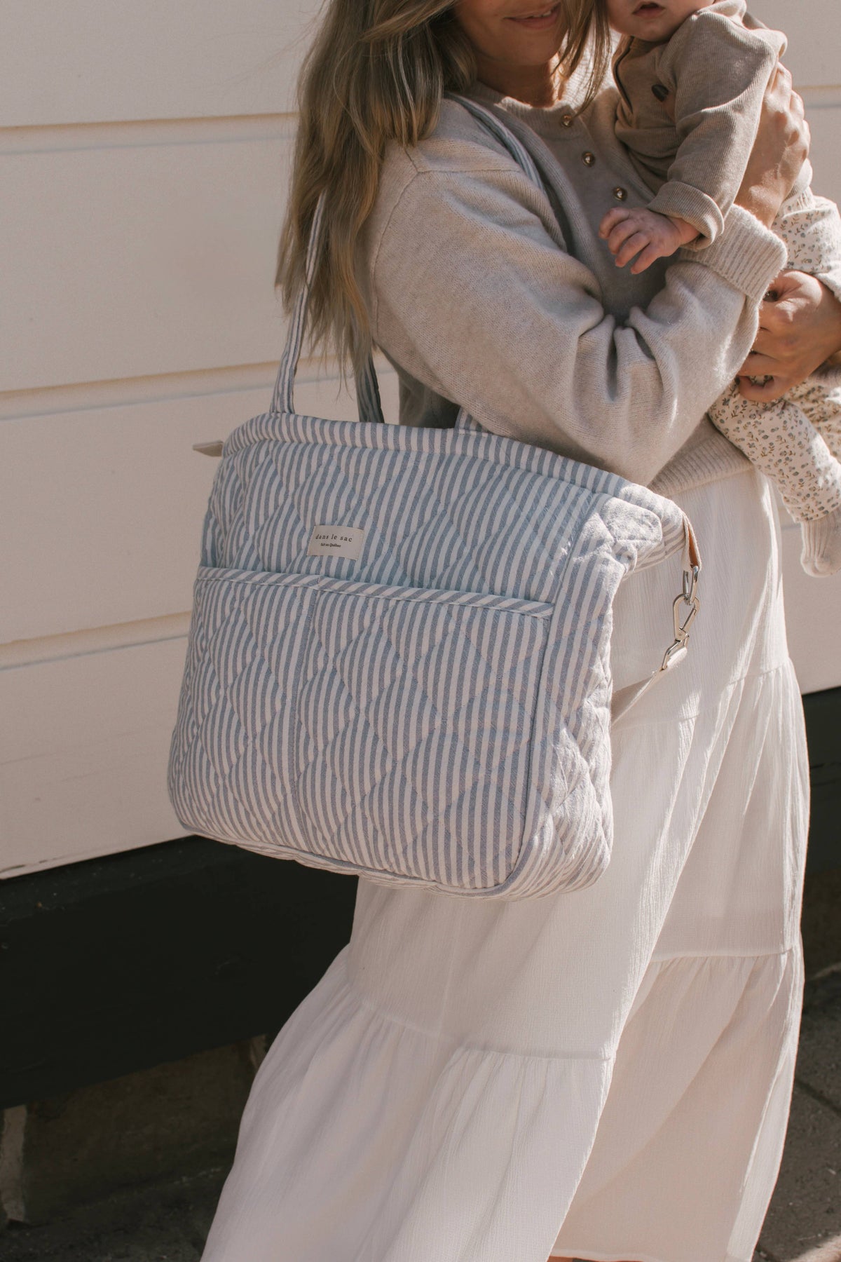 Quilted Diaper Bag ~ Rose Stripe