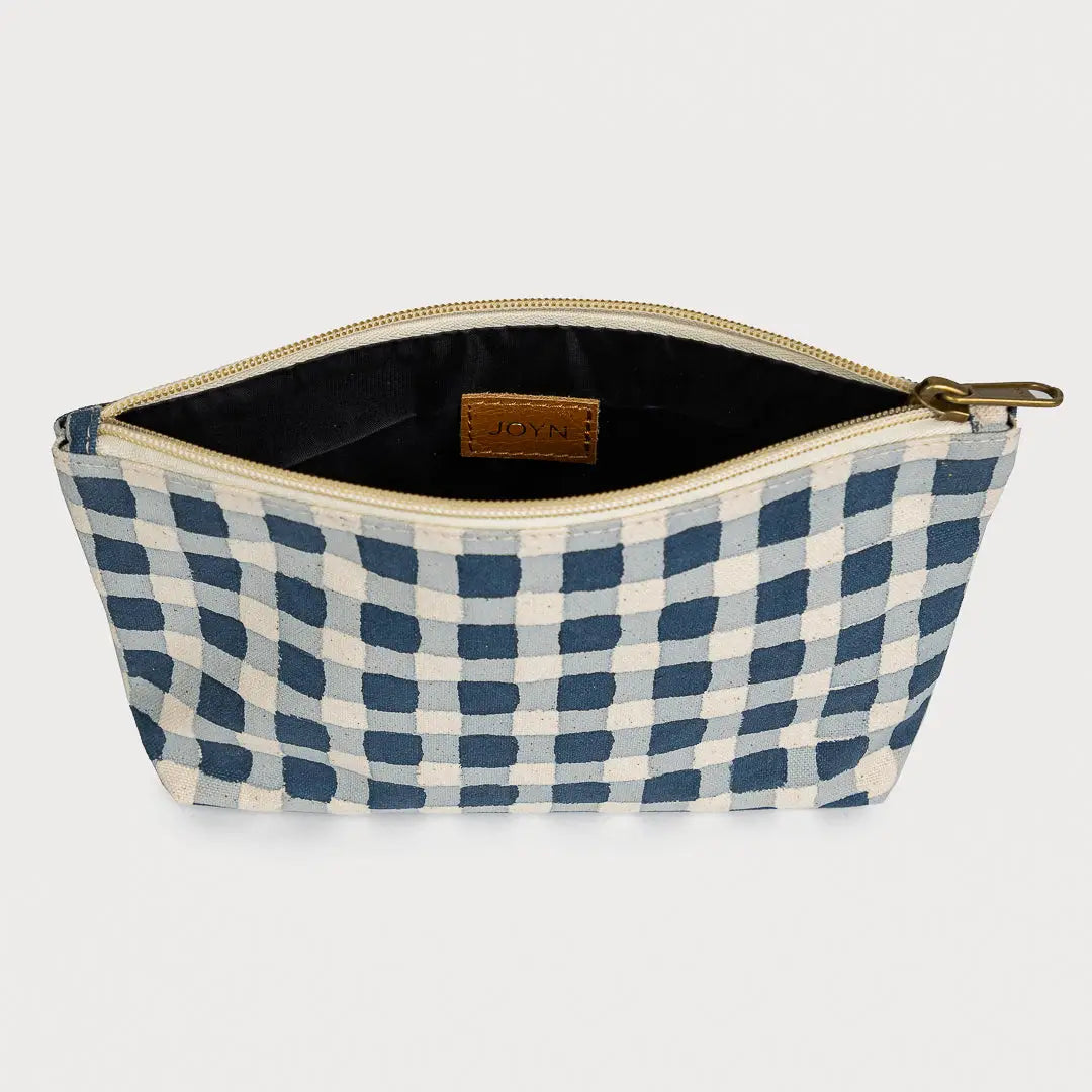 Small Waterproof Pouch ~ Indigo Gingham
