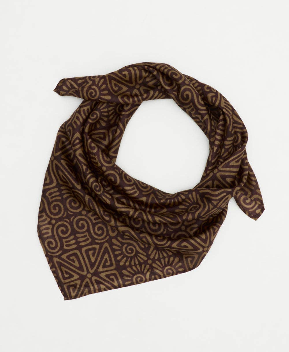 Vintage Silk Square ~ Cocoa Squiggles