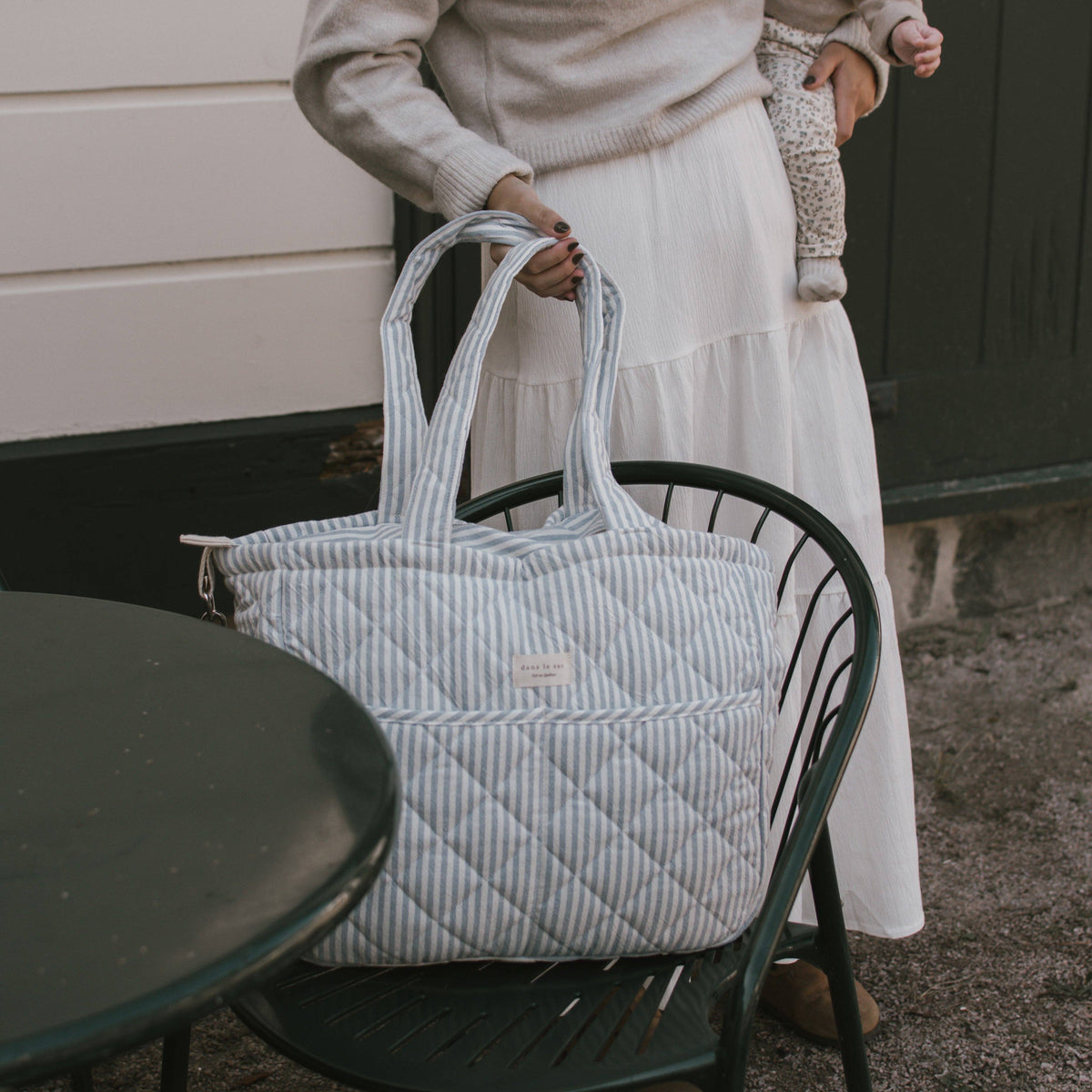 Quilted Diaper Bag ~ Rose Stripe