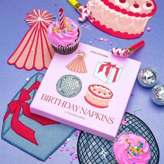 Linen Cocktail Napkins ~ Birthday