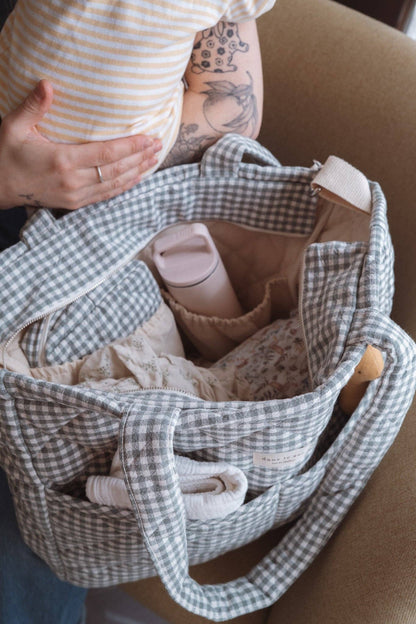 Quilted Diaper Bag ~ Sage Gingham