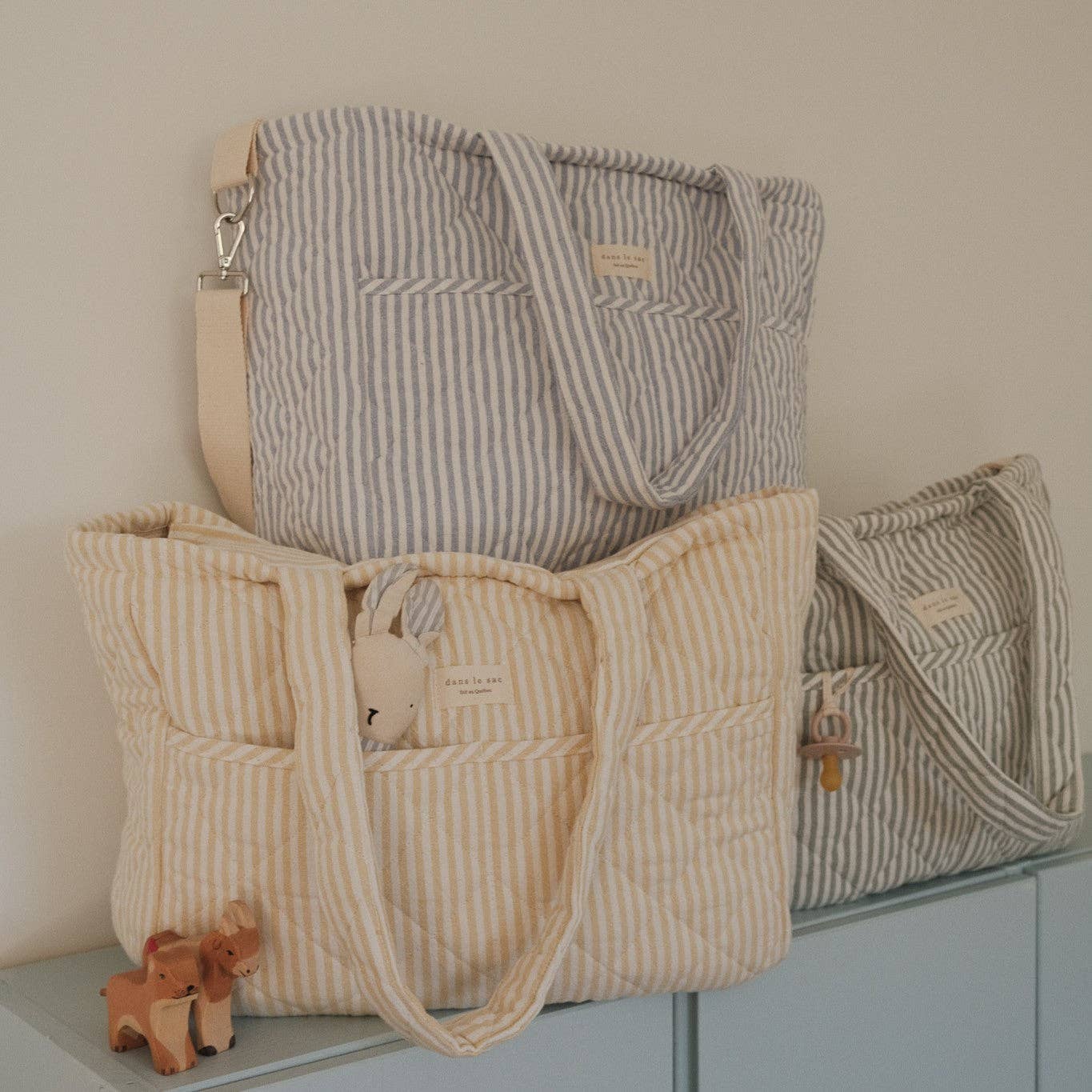 Quilted Diaper Bag ~ Yellow Stripe