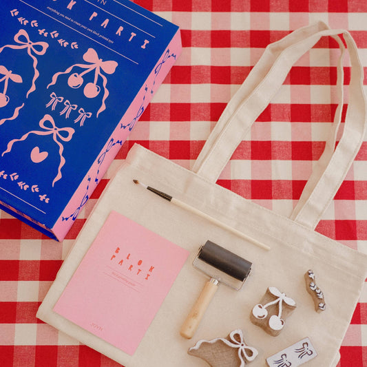 Block Printing Kit (Tote Bag) - Cherry Bow