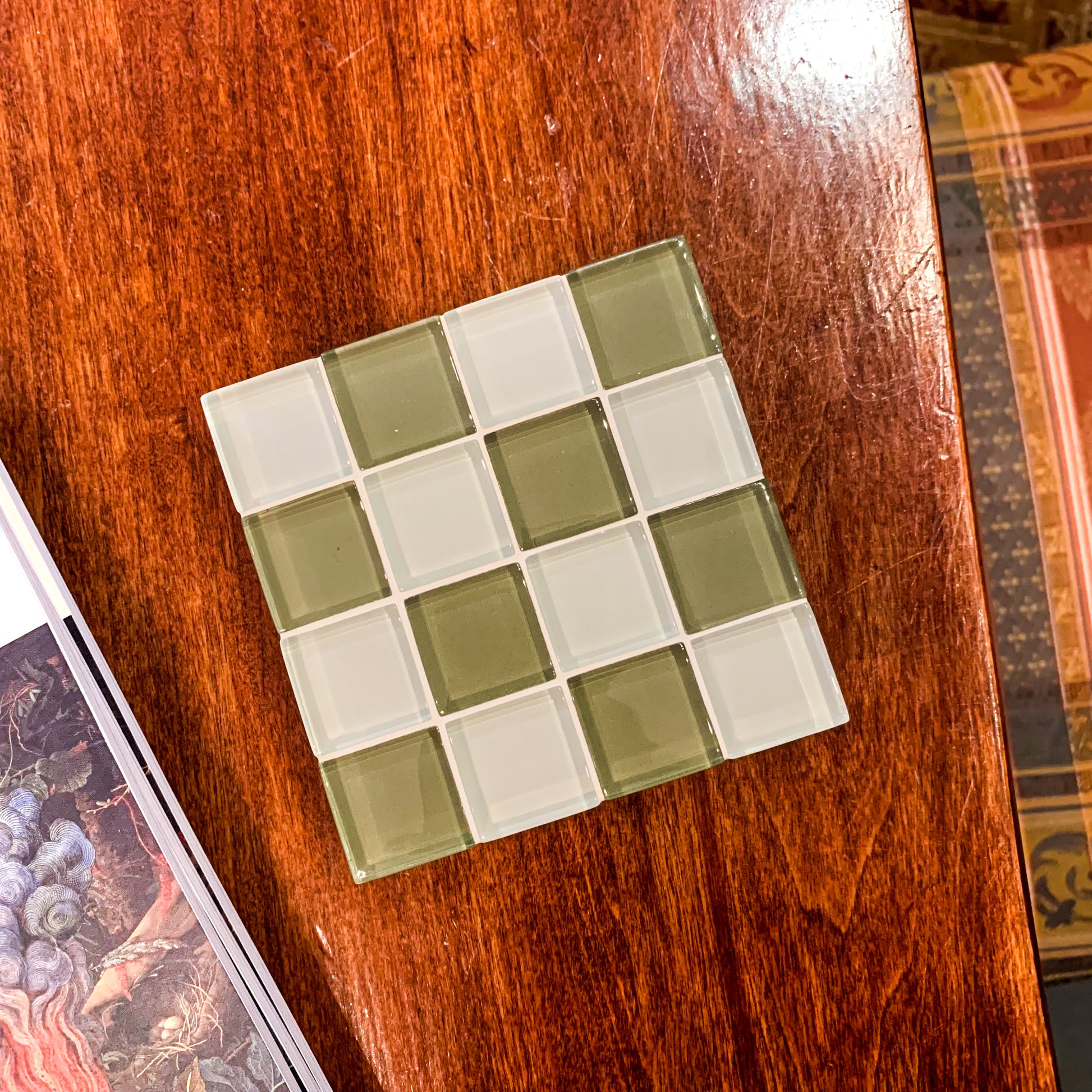 Subtle Art Studios Checkered Glass Tile Coaster