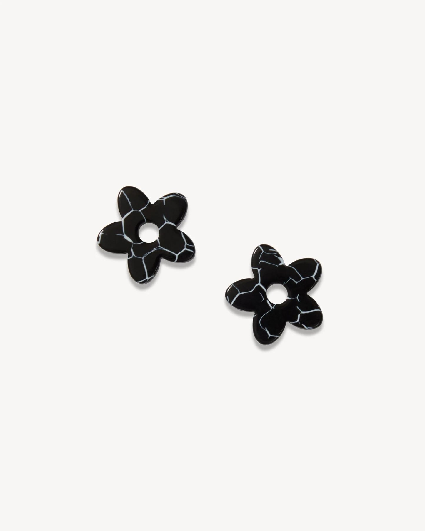 Earring Charm (Petite Flower) ~ Black Marble