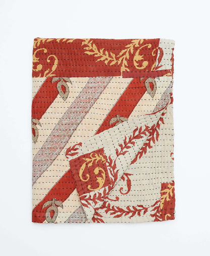 Baby Kantha Quilt ~ Red & Gold Floral